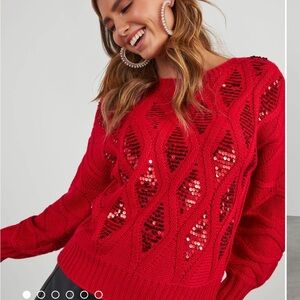 NWT…VICI…Red Sequin Sweater…Sz M